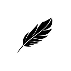 Elegant Black Feather: Minimalist Quill Pen Symbol, Nature-Inspired Design, Simple Vector Graphic, Perfect for Logo or Icon