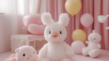 Soft Baby Toys on Pink Background with Gentle Textures for a Peaceful Atmosphere