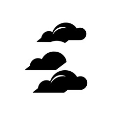 Cloud Icon: Simple Black Cloud Silhouettes on White Background. Ideal for weather apps, websites, and graphic design projects.