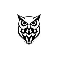 Geometric Owl: Black and White Vector Illustration, Perfect for Logo or Graphic Design