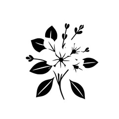 Elegant Monochrome Floral Design: Black and White Flower Illustration, Botanical Print, Simple Nature Graphic