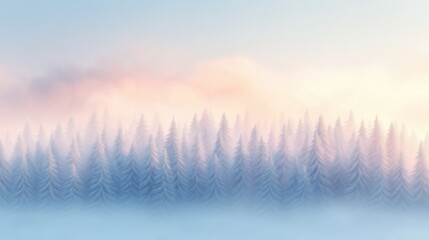 Obraz premium A forest with snow on the trees and a cloudy sky