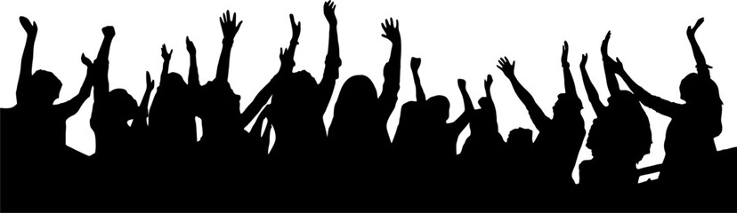 Silhouette of crowd cheering people