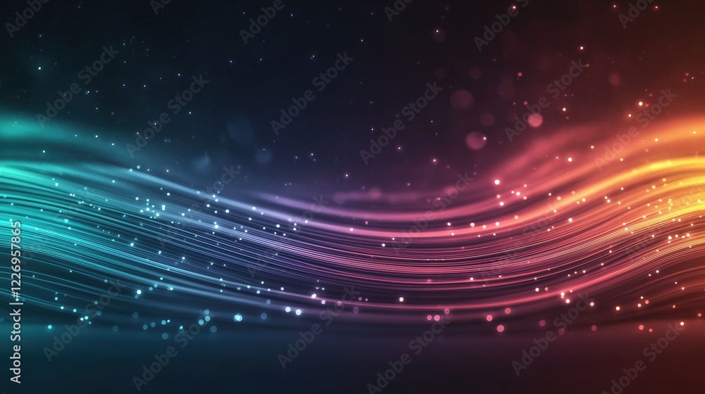 Wall mural a colorful wave of light with a dark background