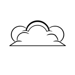 Cloud Rainbow: A Minimalist Nature Illustration. Simple Line Art Design of a Fluffy Cloud with a Rainbow Arc, Perfect for Weather Apps, Children's Books, or Nature-themed Projects.