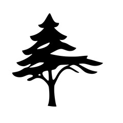 Cedar Tree Silhouette: Elegant Nature Graphic Design. Perfect for logos, prints, and decorations. Simple, minimal, and stylish black and white vector illustration.