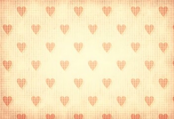 Vintage heart-patterned background with faded warm colors