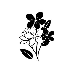 Black and White Floral Design: Elegant Monochrome Flower Bouquet Illustration