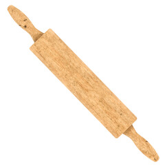 3d render wooden rolling pin with transparent background