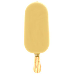 3d render vanilla popsicle with transparent background