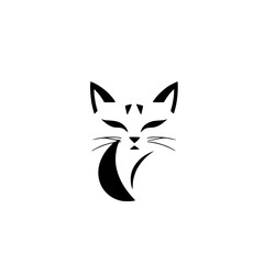 Abstract Cat: Minimalist Black and White Feline Design - Perfect for Logo, Icon, or Graphic