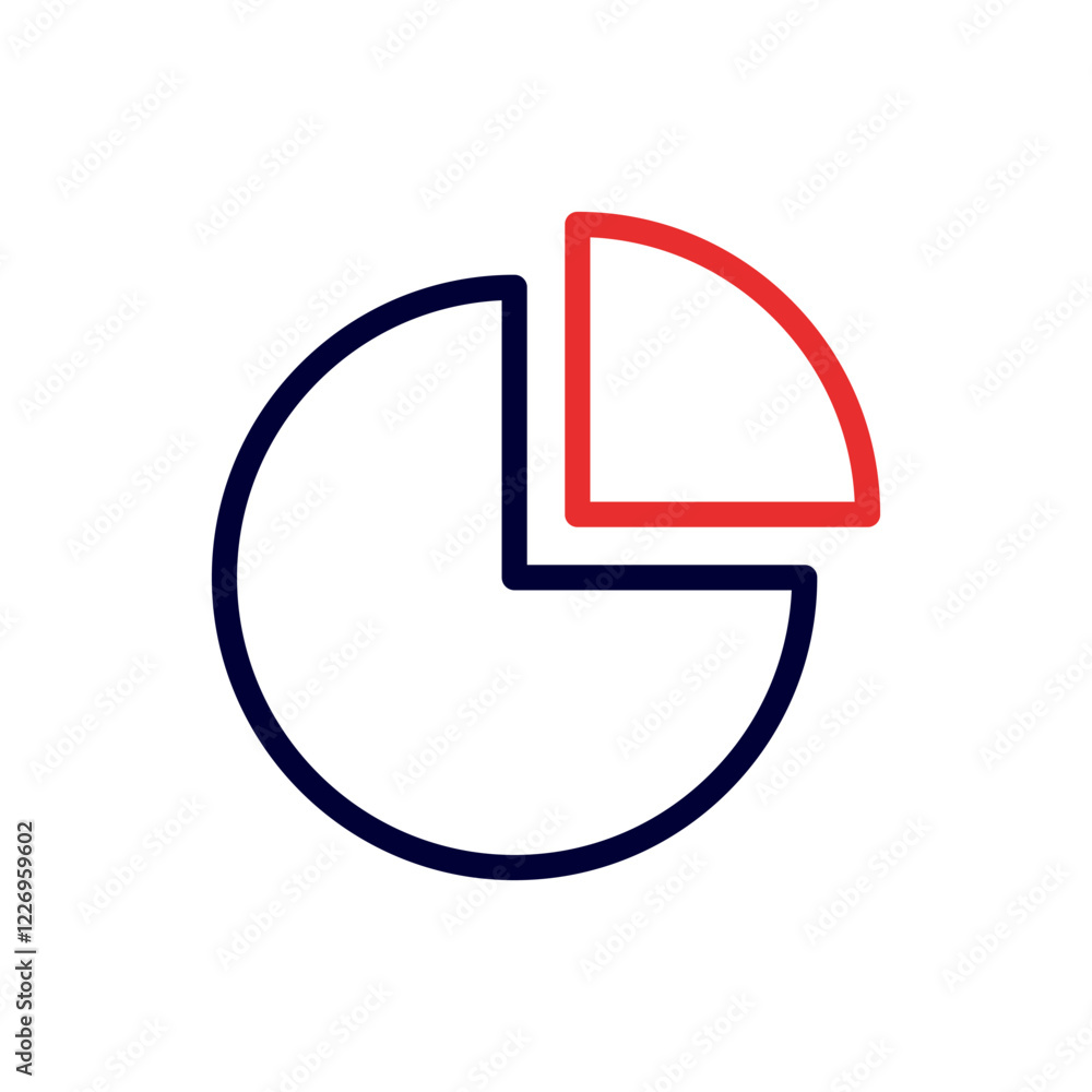 Poster pie chart icon with red and blue color sections