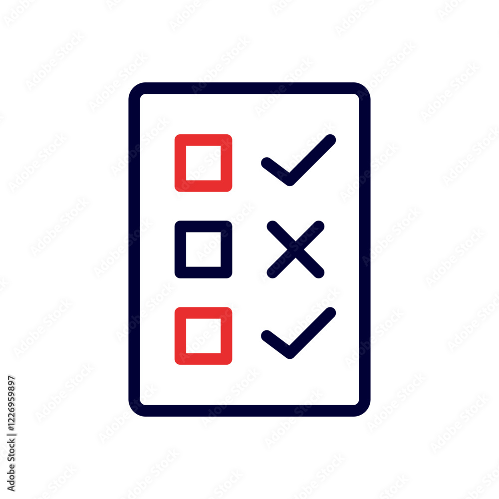 Poster checklist with tick and cross marks icon isolated