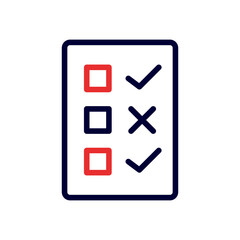 Checklist with tick and cross marks icon isolated