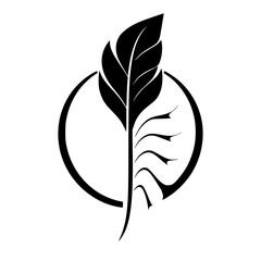 Elegant Black and White Feather Pen Logo Design. Simple, Minimalist, and Stylish Vector Graphic for Writing, Ink, and Symbolism.
