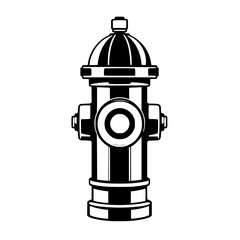 Classic Fire Hydrant: A Black and White Vector Graphic. Perfect for safety, urban, and city-themed designs.  Download this iconic symbol today!