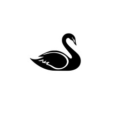 Black Swan: Elegant Silhouette of a Majestic Waterbird.  A stunning monochrome vector graphic, perfect for nature lovers and design projects.