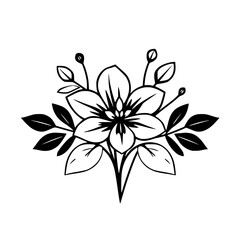 Elegant Black and White Flower Bouquet: Line Art Design, Minimalist Botanical Illustration, Vintage Floral Graphic
