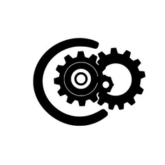 Interlocking Gears: A Symbol of Industrial Efficiency and Precision.  This graphic design showcases the intricate mechanics of gears, representing seamless operation and technological advancement.