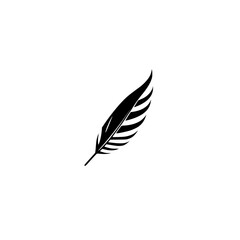 Elegant Black Feather Quill Pen Logo Design: Simple, Minimalist Vector Graphic
