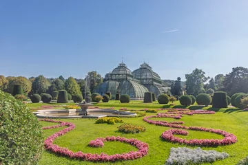 Palmenhaus building at Schonbrunn gardens. (Palm house) Constructed of iron and glass