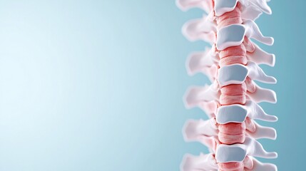 Human spine anatomy isolated on blue background