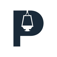 Letter P Lamp Interior Abstract Monogram Creative Business Logo
