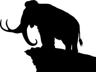 silhouette of a mammoth on transparent background