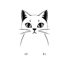 Adorable Minimalist Cat Illustration: A Charming Vector Graphic Design