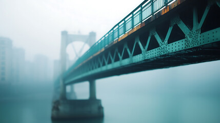 Obraz premium Mysterious fog over a bridge cityscape photography urban environment close-up view concept of isolation and beauty