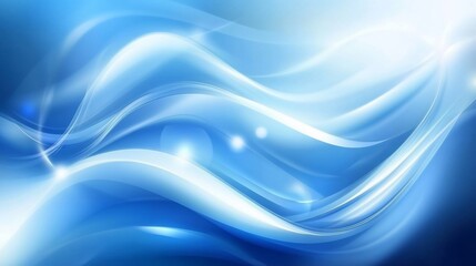 Abstract flowing blue and white light curves background with bright highlights