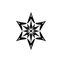 Geometric Star Mandala: Black and White Abstract Shape Pattern Design - Perfect for Graphic Resources, Digital Art, and Vector Illustrations