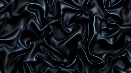 Fototapeta premium Close Up View of Luxurious Black Satin Fabric with Soft Texture and Elegant Wrinkles