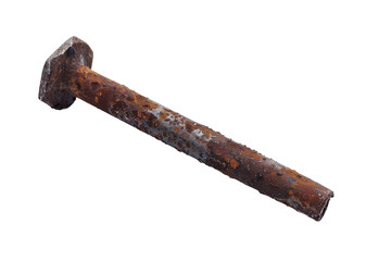 Rusty Nail With Oxidized Metal Texture Isolated on White Background for Creative Use in Design and Art Projects