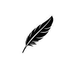 Elegant Black Feather Pen: Minimalist Vector Graphic, Perfect for Logo Design and Writing-Themed Projects