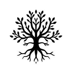 Obraz premium Black and White Tree Illustration: Minimalist Botanical Art Print. Simple, Elegant Nature Design, Perfect for Home Decor or Branding.