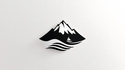 Serene Mountain and Sailboat Minimalist Illustration