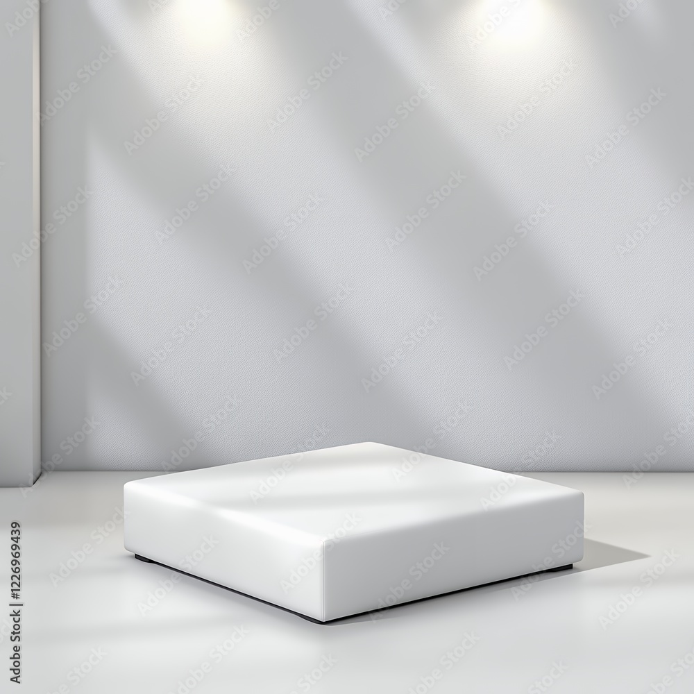 Poster white square platform product display minimalist studio setting