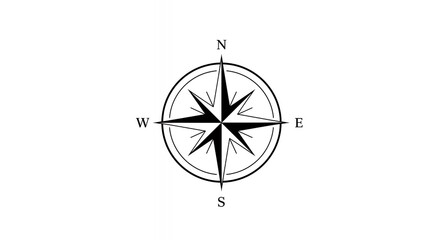 Simple Black Compass Rose Graphic Design Image