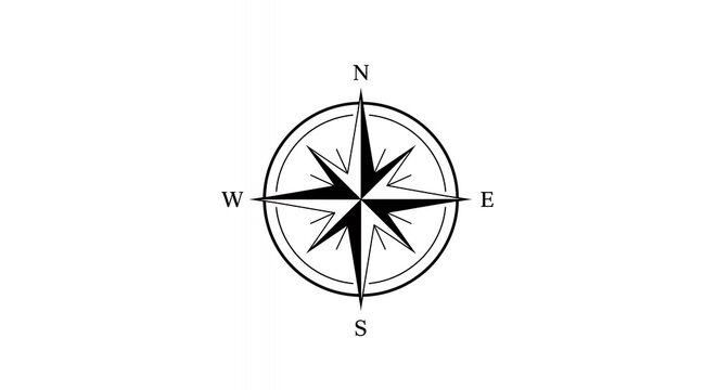 Simple Black Compass Rose Graphic Design Image
