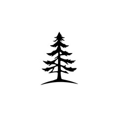 Majestic Evergreen: Pine Tree Silhouette, Nature Icon, Minimalist Graphic Design