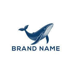 blue whale silhouette vector line art logo design