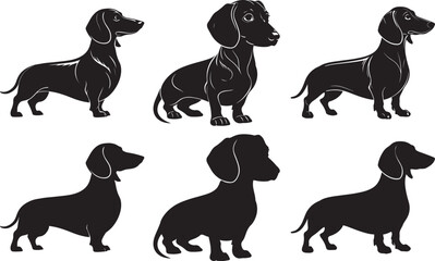 Dachshund dog silhouette vector illustration on white background