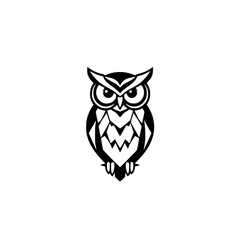 Geometric Owl: Black and White Bird Vector Illustration - Perfect for Logo or Graphic Design