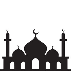 Mosque icon, silhouette, outline, vector, illustration, isolated on a white background
