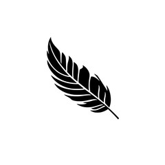 Elegant Black Feather on White Background: Simple Nature Vector Graphic