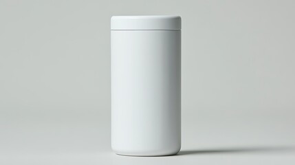Minimalist White Container with Sleek Design Against Neutral Background in Studio Setting