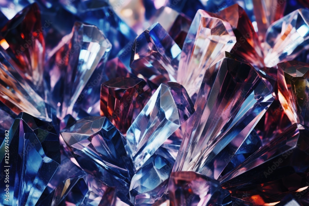 Aufkleber an abstract background featuring shimmering crystals in vibrant colors, creating a dazzling spark ef
