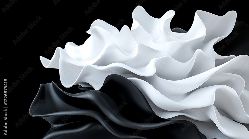 Poster abstract black and white fluid waves a dynamic 3d rendering