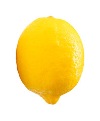 Top view of one yellow lemon fruit isolated with clipping path in png file format